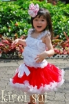 Kireisui - White Ruffles Pettitop from Baby to Age 7 (select your size)