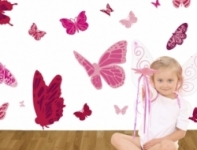 Bosco Bear - Wall Stickers Pink Butterflies