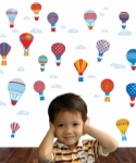 Bosco Bear - Wall Stickers Hot Air Balloons